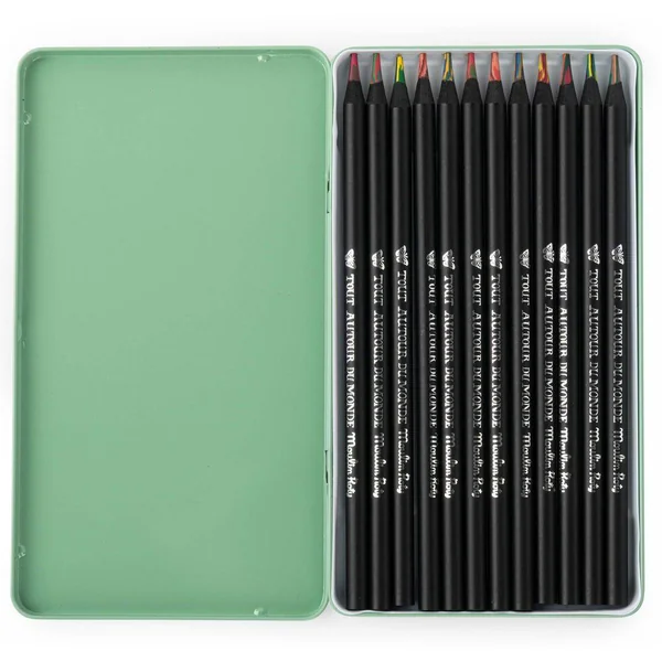 12 CRAYONS DE COULEUR MULTICOLORES TOUT AUTOUR DU MONDE