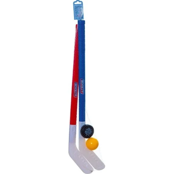 2 bâtons de hockey sur gazon en plastique 72 cm + balle de floorball + palet en plastique