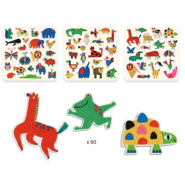 60 GOMMETTES EN FEUTRINE DES ANIMAUX PARTOUT