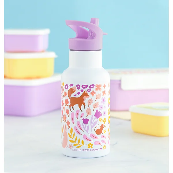 A Little Lovely Company - bouteille d'eau en acier inoxydable, 350 ml - jardin fleuri