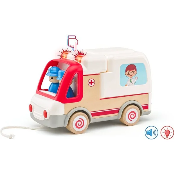 Ambulance Woody Auto avec sons et lumières