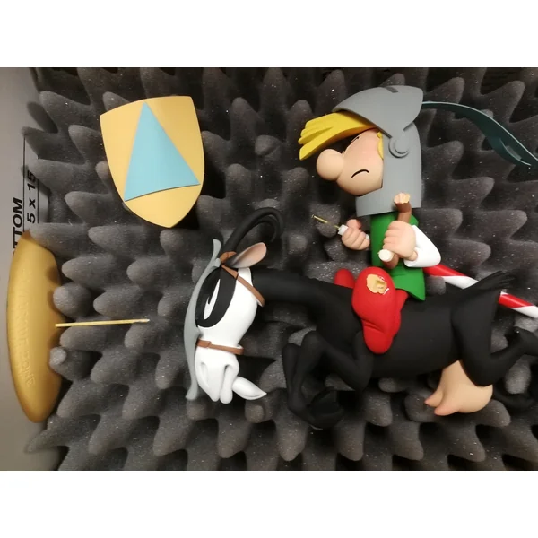 (article avec défauts) Statuette de collection Johan & Pirlouit: Pirlouit et Biquette "Tournoi", Fariboles exclusivité La Marque Zone 2012 (lmz005)