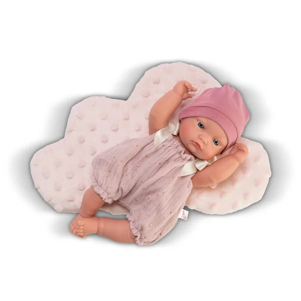 ASI Dolls - Gordi With Pink Romper And Pink Cloud Cushion Doll 28 cm