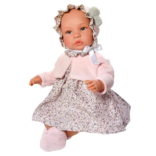 Asi Dolls - Leo 46 Cm In Grey Flowers Dress With Pink Jacket