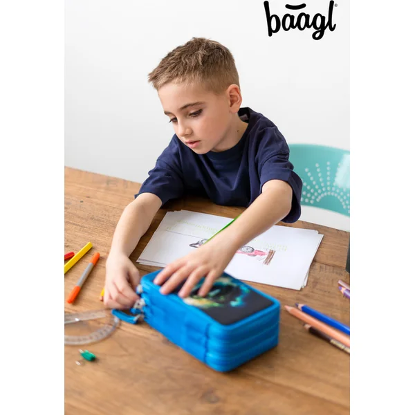 BAAGL Trousse scolaire à trois étages Voiture de course