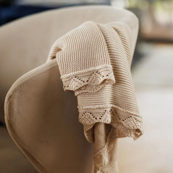 BABYONO Couverture tricotée en bambou Light Beige 75 x 100 cm