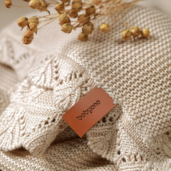 BABYONO Couverture tricotée en bambou Light Beige 75 x 100 cm