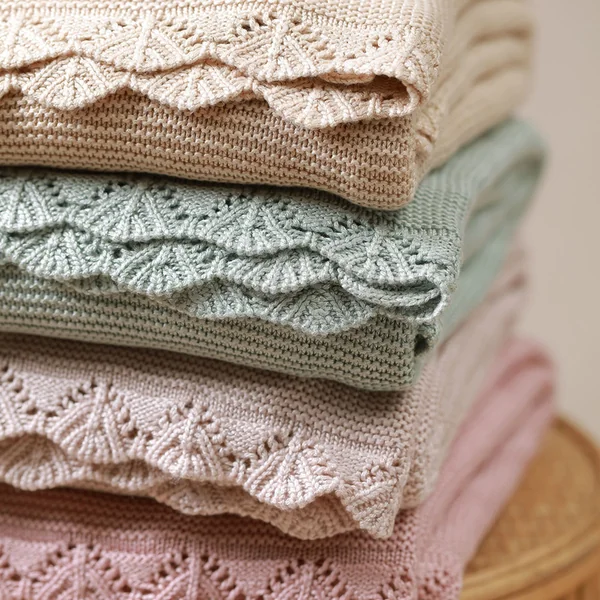 BABYONO Couverture tricotée en bambou Light Beige 75 x 100 cm