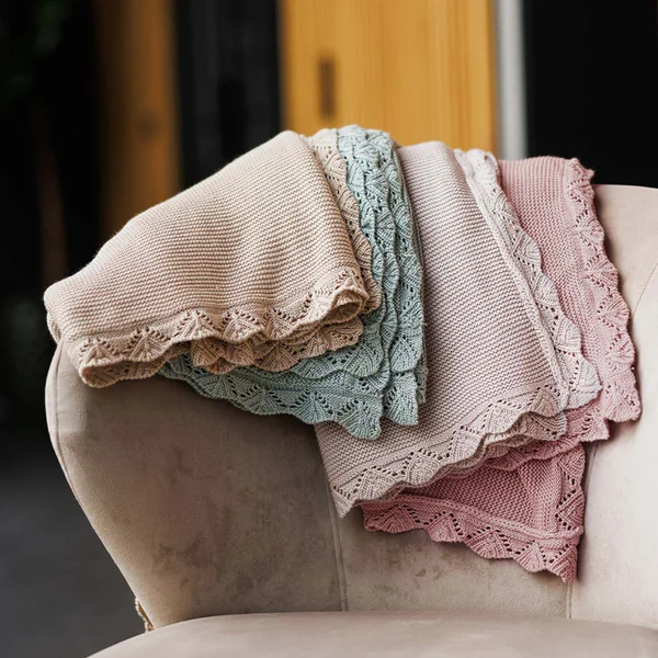 BABYONO Couverture tricotée en bambou Light Beige 75 x 100 cm