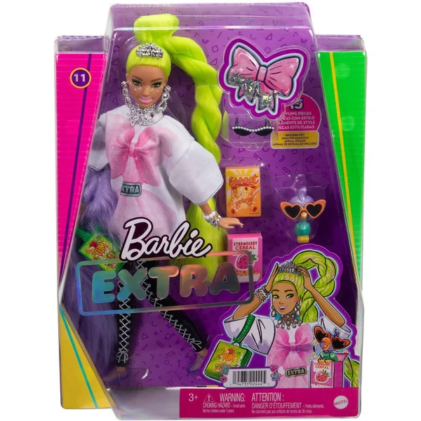 BARBIE - POUPEE EXTRA NATTE VERT FLUO