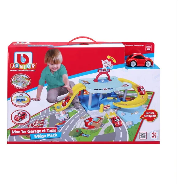BB JUNIOR - MEGA PACK MON 1ER GARAGE BB JUNIOR / MON 1ER TAPIS + 1 VEHICULE
