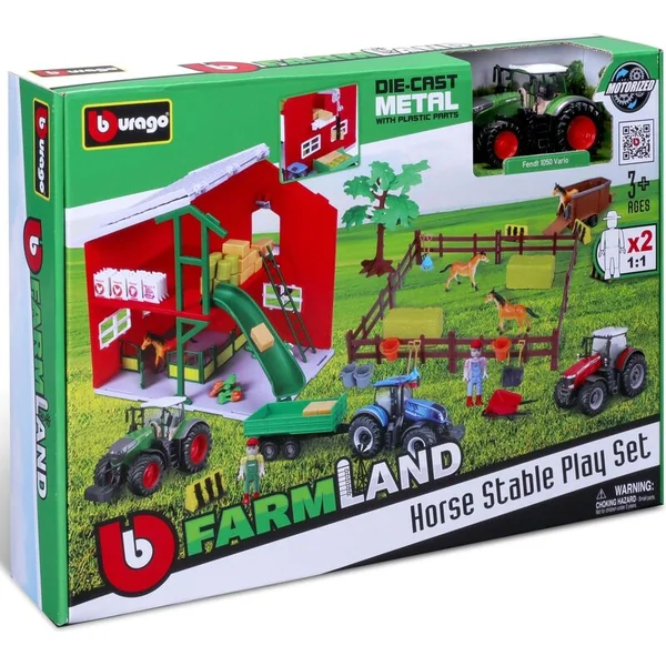 Bburago Farmland Écurie avec tracteur