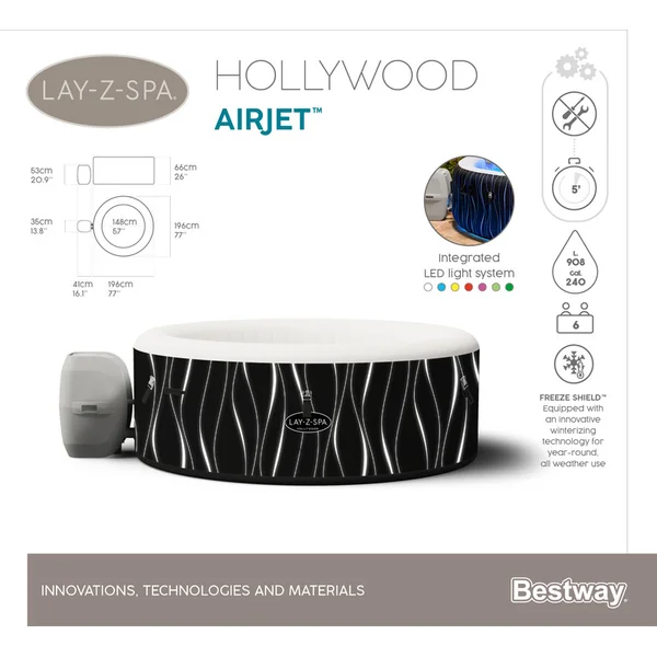 Bestway 60059 Spa gonflable Lay-Z-Spa Hollywood AirJet