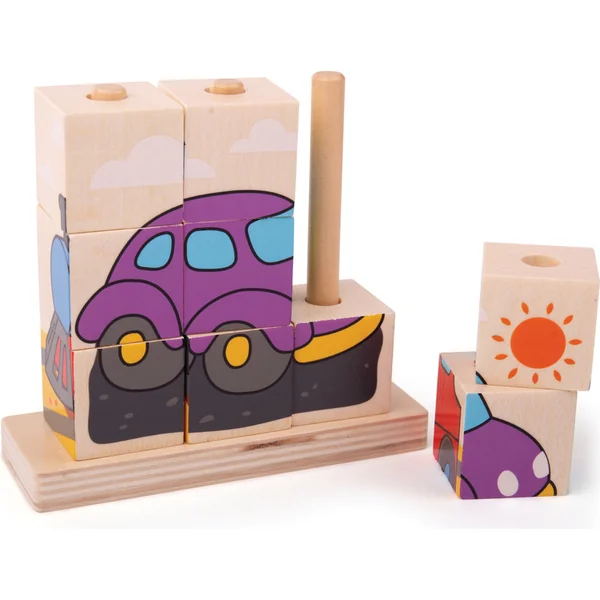 Bigjigs Baby Cubes empilables véhicules