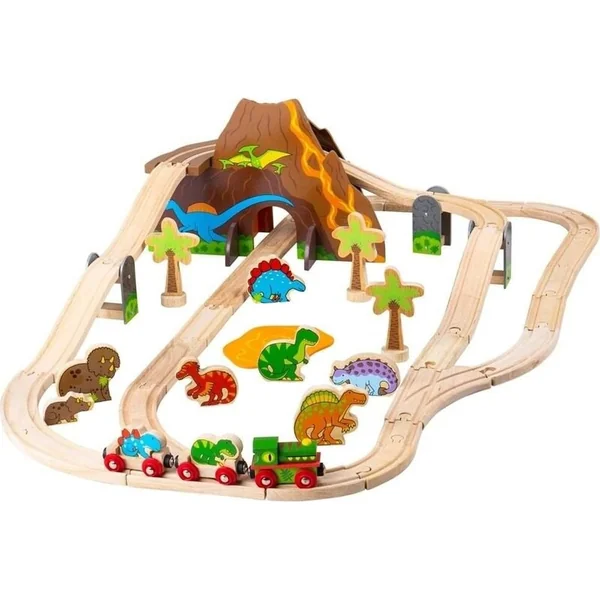 Bigjigs Rail Circuit de train en bois dinosaures