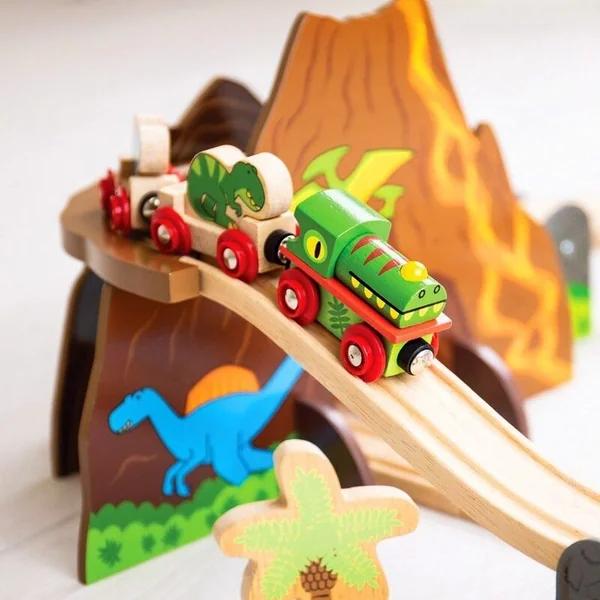 Bigjigs Rail Circuit de train en bois dinosaures