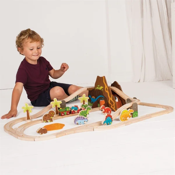 Bigjigs Rail Circuit de train en bois dinosaures