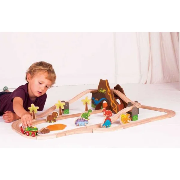 Bigjigs Rail Circuit de train en bois dinosaures
