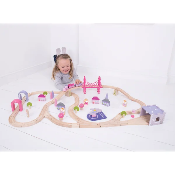 Bigjigs Rail Grand circuit de train en bois de princesse