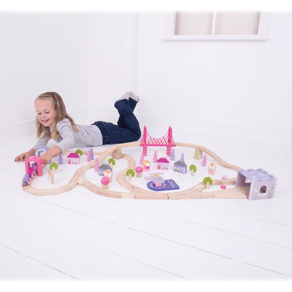 Bigjigs Rail Grand circuit de train en bois de princesse