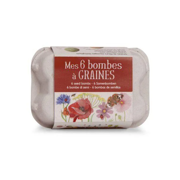 BOITE A OEUFS 6 BOMBES A GRAINES LE JARDIN DU MOULIN