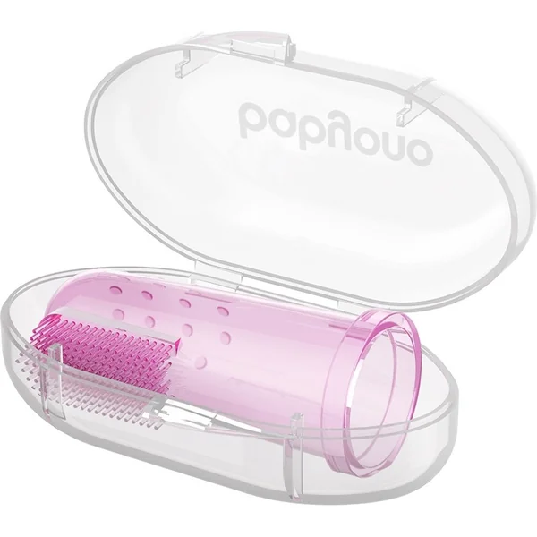 Brosse à dents doigt avec étui rose