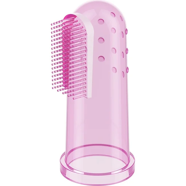 Brosse à dents doigt avec étui rose
