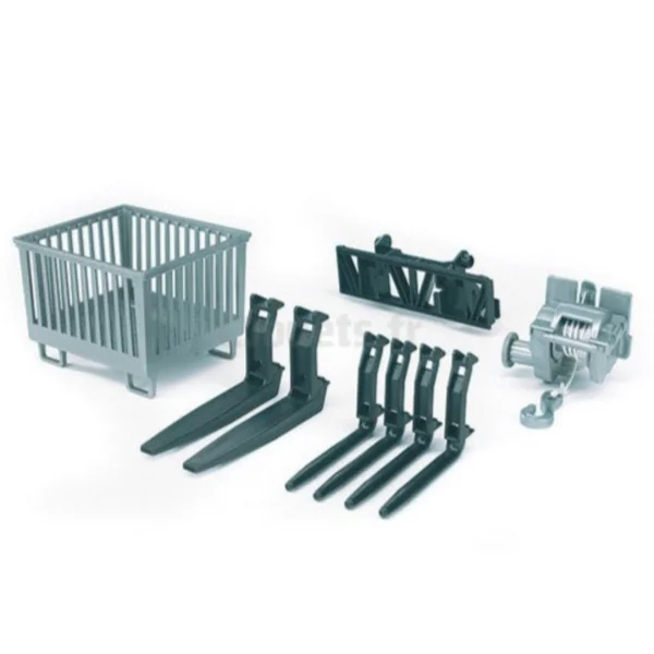 Bruder - Box Type Pallet Winch And Forks For Frontloader - Play Vehicle