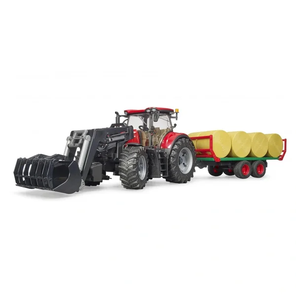 Bruder - Case Ih Optum 300Cvx And Trailer For Bale Transport - Play Vehicle