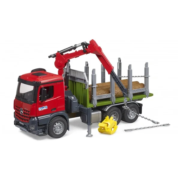 Bruder - Mb Arocs Timber Truck With Loading Crane Grab And 3 Trunks - Play Vehicle