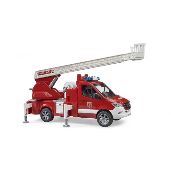 Bruder - Mb Sprinter Fire Service With Turntable Ladder, Pump And Light And Sound Module - Play Vehicle