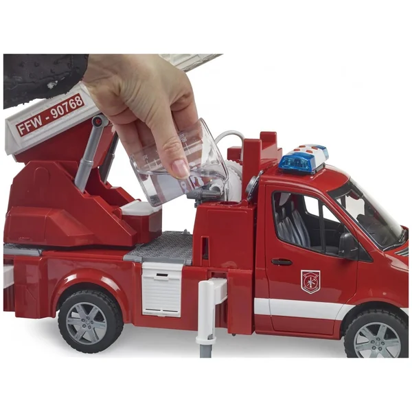 Bruder - Mb Sprinter Fire Service With Turntable Ladder, Pump And Light And Sound Module - Play Vehicle