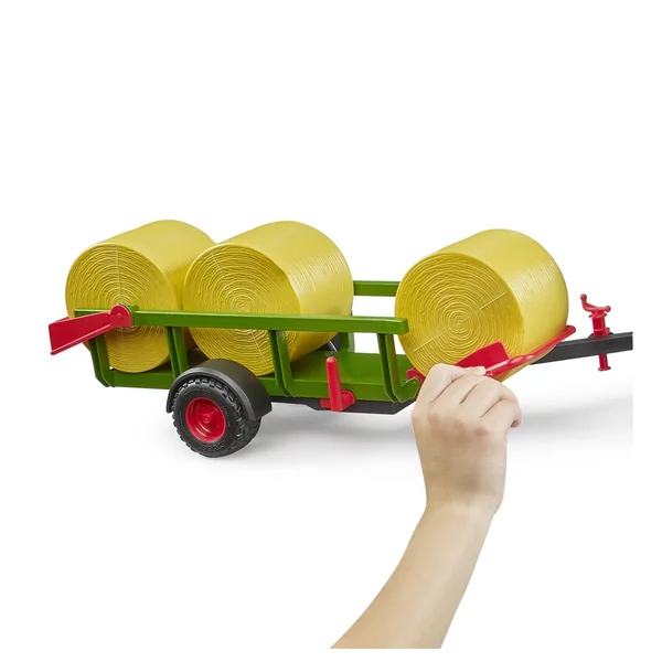 Bruder - Play Vehicles - Round Bale Collector Trailer with 3 Bales - 3 Yrs - Durable Plastic