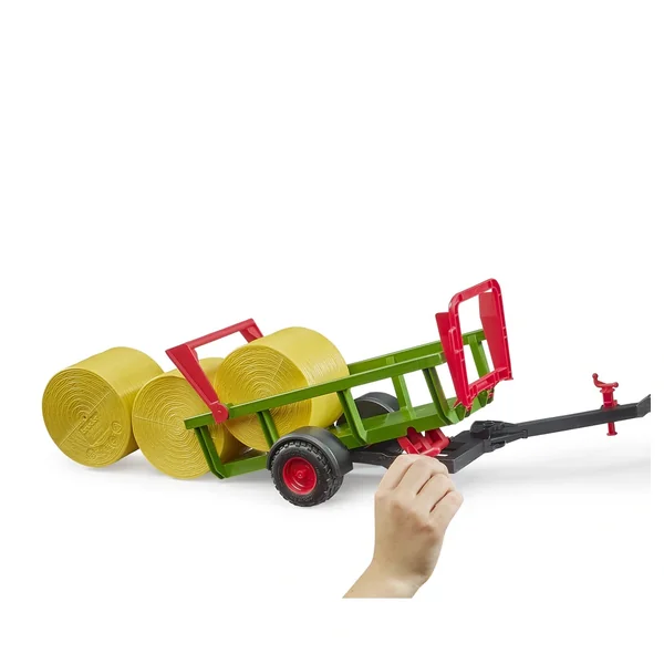 Bruder - Play Vehicles - Round Bale Collector Trailer with 3 Bales - 3 Yrs - Durable Plastic