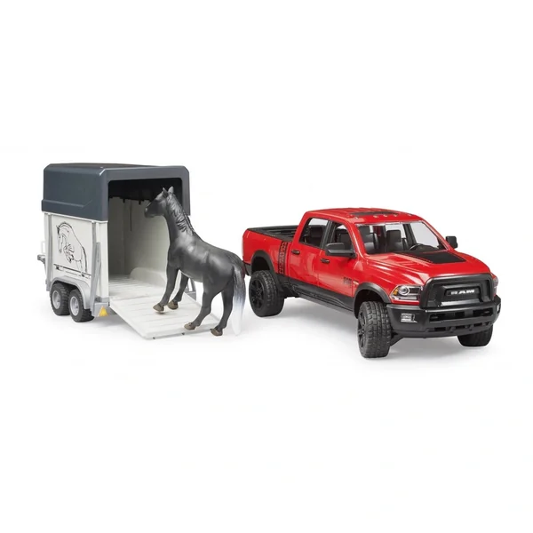 Bruder - Ram 2500 Power Wagon With Horse Trailer And Horse - Play Vehicle
