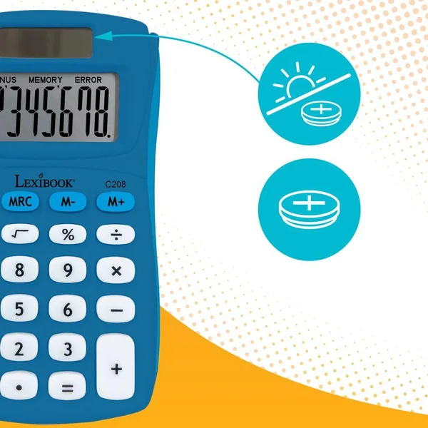 CALCULATRICE DE POCHE BLEUE 8 CHIFFRES AVEC FINITION RUBBER