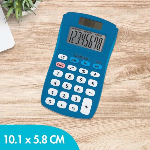 CALCULATRICE DE POCHE BLEUE 8 CHIFFRES AVEC FINITION RUBBER
