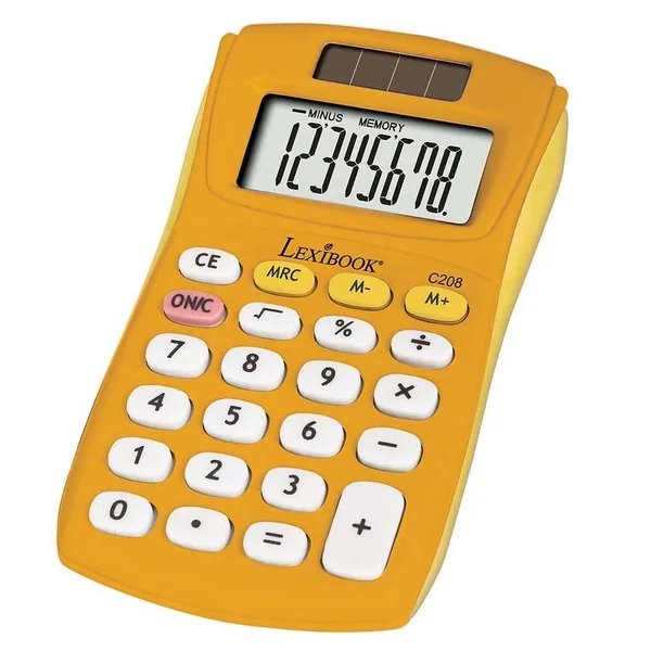 CALCULATRICE DE POCHE JAUNE 8 CHIFFRES AVEC FINITION RUBBER