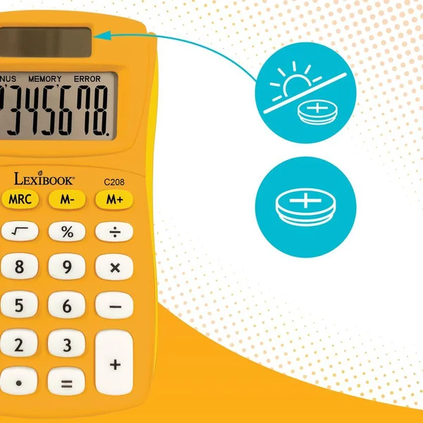 CALCULATRICE DE POCHE JAUNE 8 CHIFFRES AVEC FINITION RUBBER
