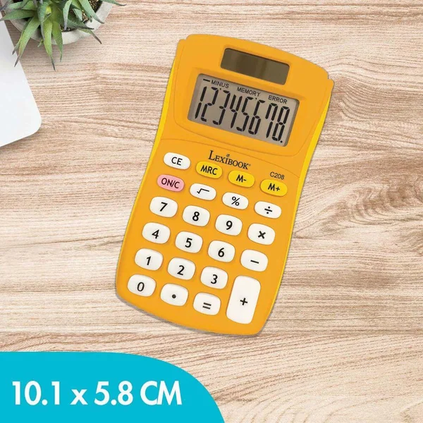 CALCULATRICE DE POCHE JAUNE 8 CHIFFRES AVEC FINITION RUBBER