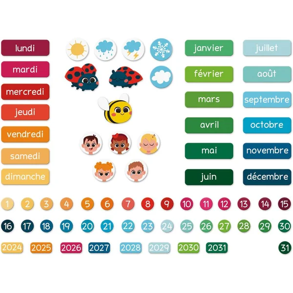 CALENDRIER MAGNETIQUE - APPRENDRE L'HEURE ET LE TEMPS