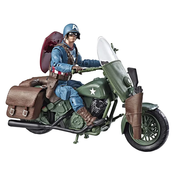 CAPTAIN AMERICA WITH MOTORCYCLE FIGURINE MARVEL LEGENDS 80TH HASBRO 15 CM