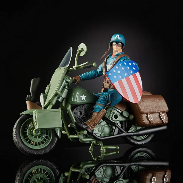 CAPTAIN AMERICA WITH MOTORCYCLE FIGURINE MARVEL LEGENDS 80TH HASBRO 15 CM