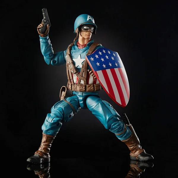 CAPTAIN AMERICA WITH MOTORCYCLE FIGURINE MARVEL LEGENDS 80TH HASBRO 15 CM