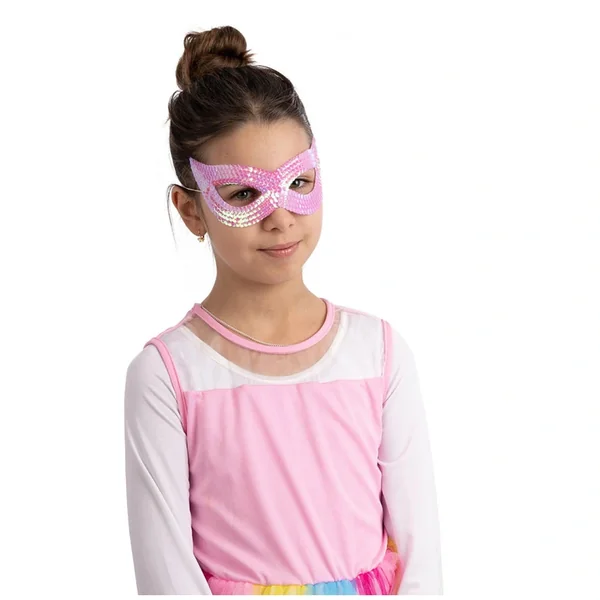 Carnival Toys - Sparkling Pink Sequin Fabric Mask For Dress Up Fun - Pretend Professions And Role Playing