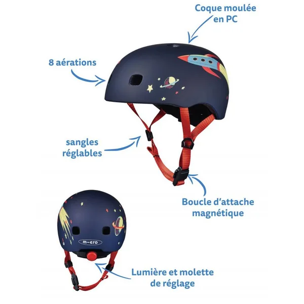 CASQUE ROCKET - BOUCLE MAGNETIQUE - LUMIERE LED INTEGREE - TAILLE M