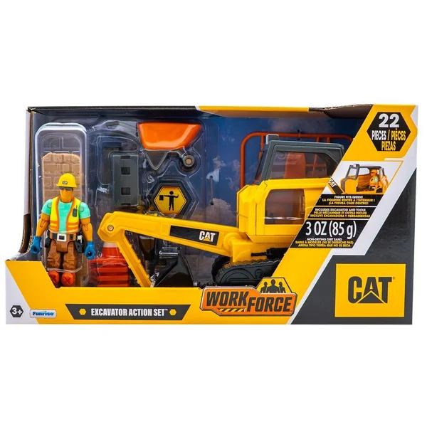 CATERPILLAR - WORKFORCE - EXCAVATRICE 18CM + 1 FIGURINES & ACCESSOIRES
