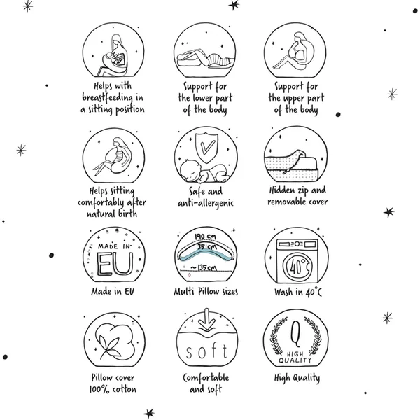 CEBA Coussin d'allaitement Cebuška Multi Jersey Hoya 190 cm