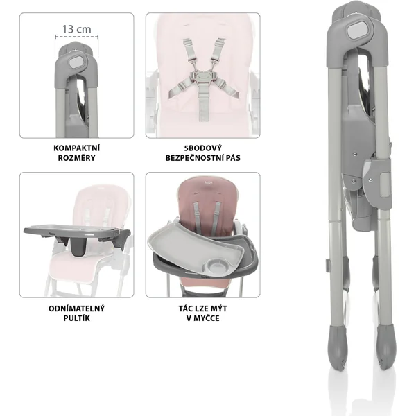 Chaise haute Pocket, Ice Grey