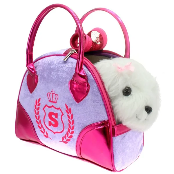 CHIEN AVEC SON SAC DE TRANSPORT